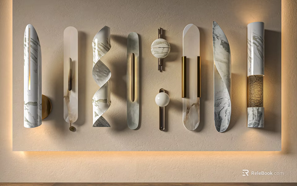 Modern Wall Sconces Featuring Marble Metal Spiral And Sleek Designs For Interior Decor 3d model 