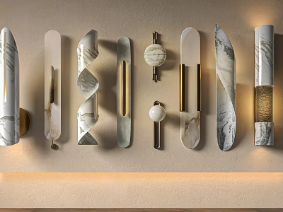 Modern Wall Sconces Featuring Marble Metal Spiral And Sleek Designs For Interior Decor 3d model