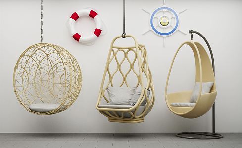 Modern hanging chair rocking chair combination 3d model