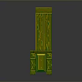 Elegant Green Wooden Cabinet with Drawers and Open Shelves Decorative Details