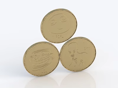 Fashionable Gold Coin Jewelry With Various Engraved Designs And Shiny Metallic Finish 3d model