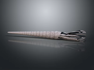 Nautilus With Spiral Shell Metallic Sheen Textured Surface Slender Conical Shape And Tentacles 3d model