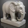 Stone Elephant Sculpture With Detailed Ears Tusks And Base Stand