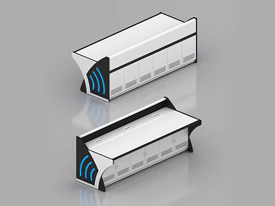 Monitoring Room Dual Units With White Black Design Wireless Signals Ports Indicators 3d model