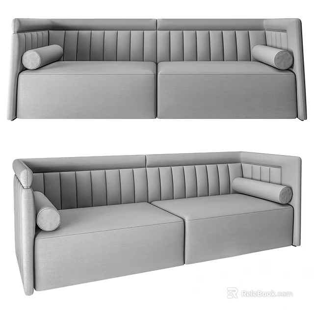 Modern Two Seater Sofa With Ribbed Backrest Armrests And Sleek Design 3d model