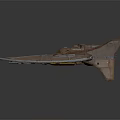 Futuristic Copper Brown Spaceship Model With Wing Like Structure And Yellow Cockpit