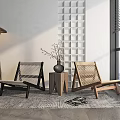 The floor lamp on the side of the ancient style leisure chair 3d model