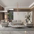 Modern Living Room Interior With Sofas And Marble Coffee Table 3d model