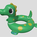Green Inflatable Dinosaur Shaped Swim Ring With Yellow Spots For Kids Water Sports Equipment