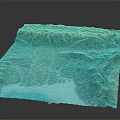Detailed 3D Topographic Model With Mountain Ranges Winding Rivers And Large Lake