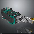 Green And Gray Industrial Mechanical Equipment With Robotic Arm And Tools