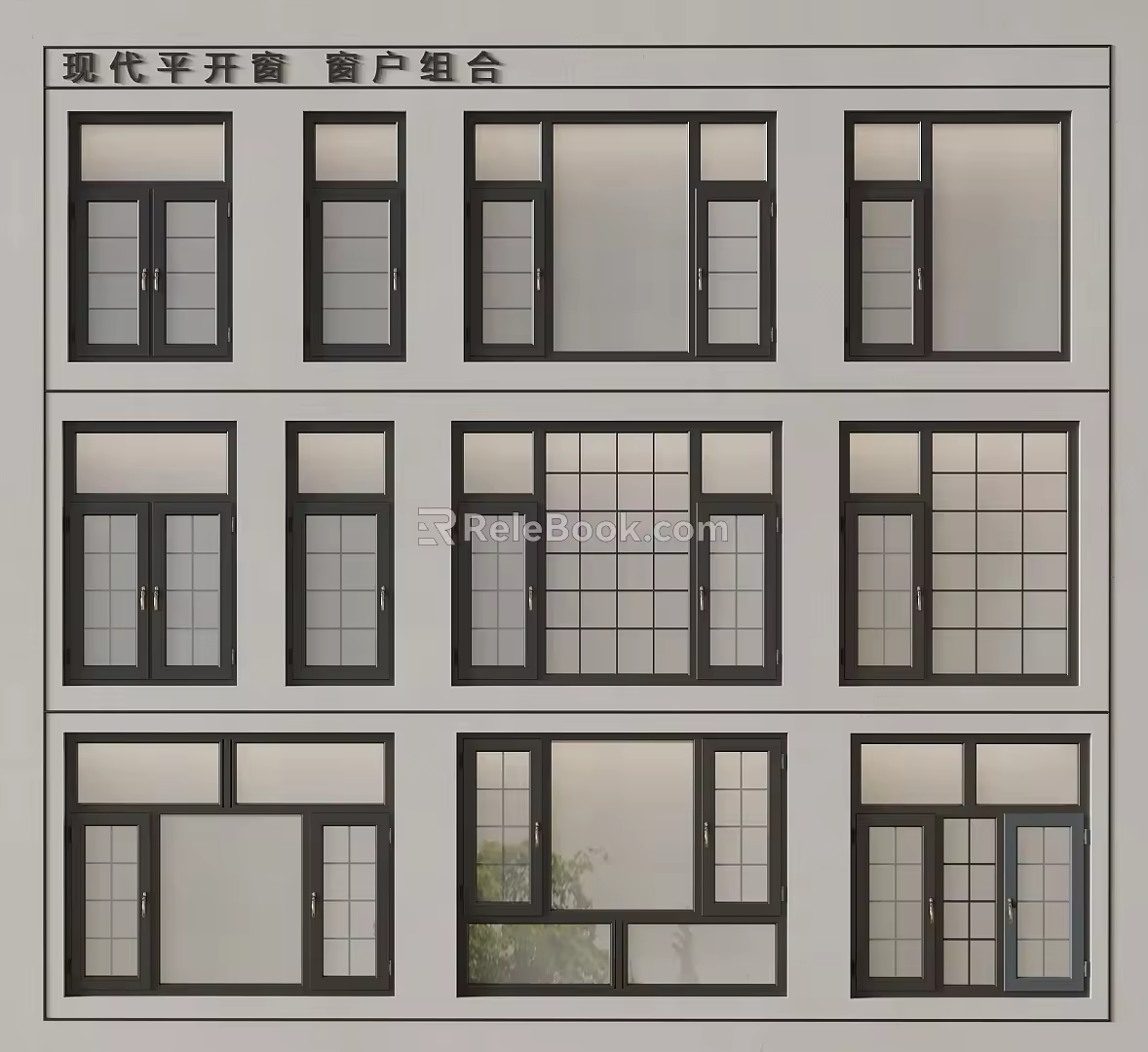 casement window combination 3d model
