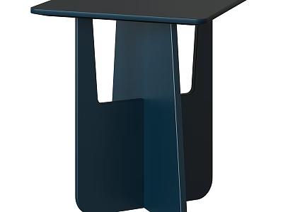 Deep Blue Dining Table With Unique Geometric Shaped Legs Modern Design 3d model