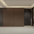 Modern Elegant Open Concept Dining and Living Room With Wooden Cabinets Sofa and TV Wall