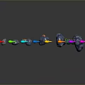 Colorful Small Game and Movie Characters with Stones and Various Geometric Shapes