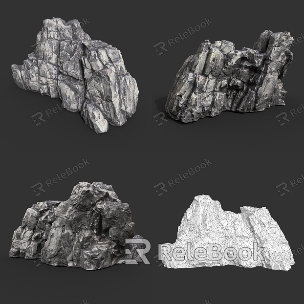 Rock Block Stone Obsidian Natural Landscape model