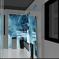 Modern Data Center Interior Featuring White Walls Blue Tech Graphics And Equipment Racks 3d model