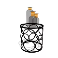 Black Circular Ring Design Side Table With Decorative Glass Bottles On Top 3d model