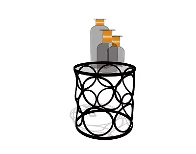 Light Luxury Side Table Metal Coffee Table Vase Jewelry Combination Side Table Combination 3d model