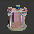 Sleek Circular Control Console With Digital Screen Control Buttons And Smooth Countertop