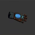 Futuristic Metallic Mechanical Arm With Red Blue Accents And Articulated Fingers