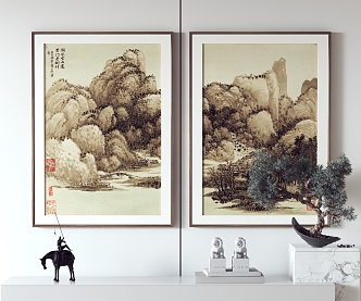 New Chinese Landscape Painting Decorative Painting Hanging Painting 3d model