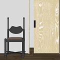 Modern Leisure Chair With Black Metal Frame Curved Backrest And Beige Fabric Seat