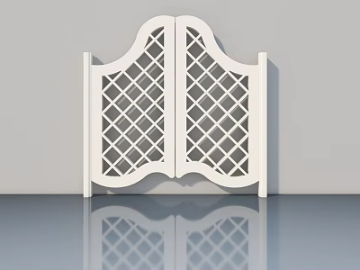 White Swing Door With Lattice Design For Home Interior Simple Style 3d model