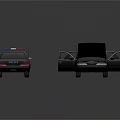Police Cars With Emergency Lights Open Hood And Doors Displaying Interior