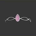 Elegant Silver Hair Tiara Featuring Pink Teardrop Gemstone and Swirl Design