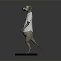 Meerkat Game and Movie Character Wearing White Shirt with Pink Tie Standing on Black Base