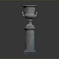 Classical Stone Pillar With Ornamental Carved Top And Textured Design
