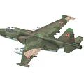 Green Camouflage Military Aircraft With Red Star Symbols And Mounted Weapons