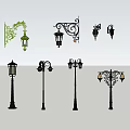 Various Decorative Floor Lamps With Classic And Modern Design Elements 3d model
