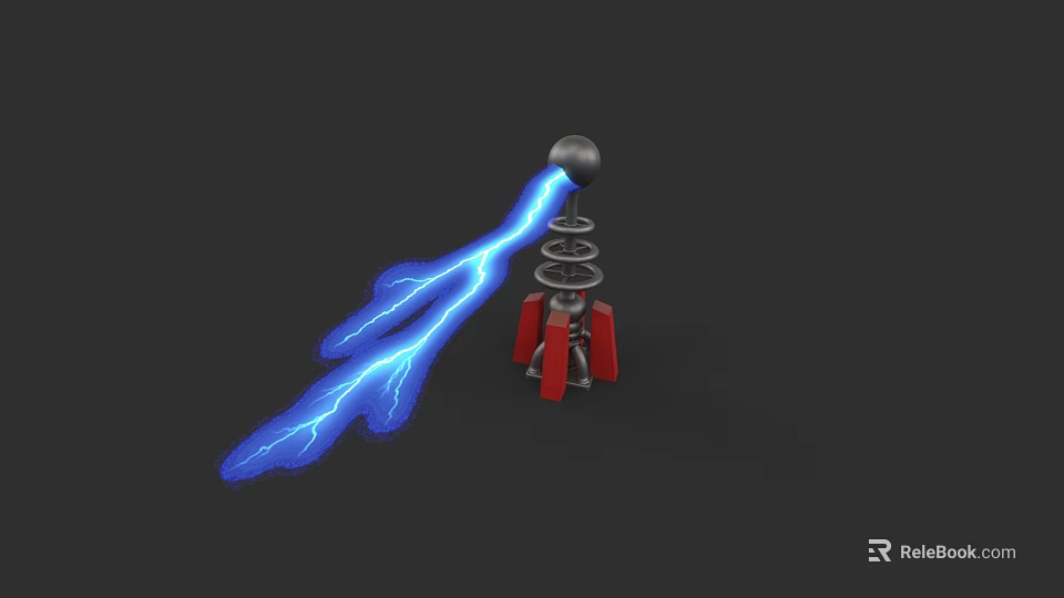 Innovative Entertainment Electronics With Blue Lightning Effect Red Stand Spiral Structure And Sphere 3d model