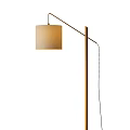 Modern Minimalist Floor Lamp With Beige Fabric Shade And Wooden Stand