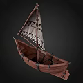 Traditional Wooden Boat With Decorative Sail Intricate Patterns And Handcrafted Wooden Frame