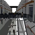 Vibrant Commercial Street With Pedestrians And Traditional Modern Style Buildings