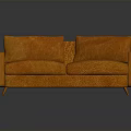 Modern Orange Two Seater Sofa With Soft Textured Upholstery And Sleek Legs