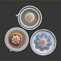 Colorful Desserts Display With Pudding Ice Cream Jelly Whipped Cream And Cherries On White Plates