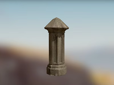 Elegant Classical Stone Pillar With Conical Top For Outdoor Garden Decoration 3d model
