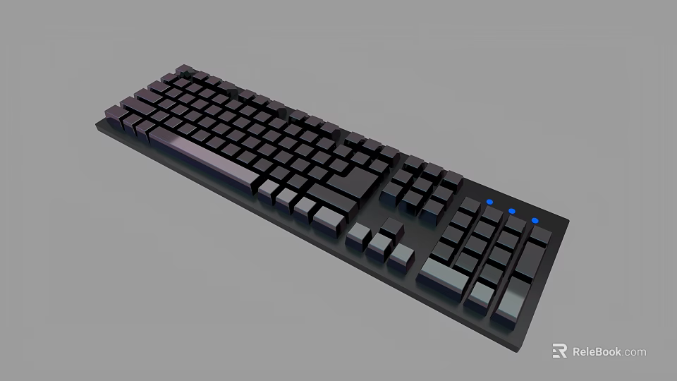 Full Size Black Computer Keyboard With Modern Design And Backlit Key Layout 3d model 