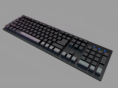 Full Size Black Computer Keyboard With Modern Design And Backlit Key Layout 3d model
