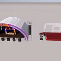 Event Stage With Curved White Canopy Elbow Branding Orange Purple Decor Metal Frame Red Components