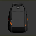 Gray Rolly Backpack With Black Handle Orange Zippers And Reflective Strips