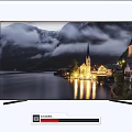 Slim Smart TV Displaying Scenic Lake Town Night View With Multiple Angles 3d model