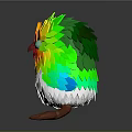 Cute Low Poly Bird With Colorful Feathers Green Yellow Orange Blue White And Brown Feet
