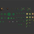 Various Plant Models with Tree Trunks Branches Green Leaves and Grass Elements