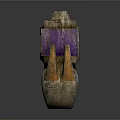 Handcrafted Decorative Wooden Furniture Carved Goat Shaped With Orange Horns Purple Section And Letter N