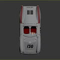 Silver Classic Racing Sports Car With Red Accents And Number 130 Livery
